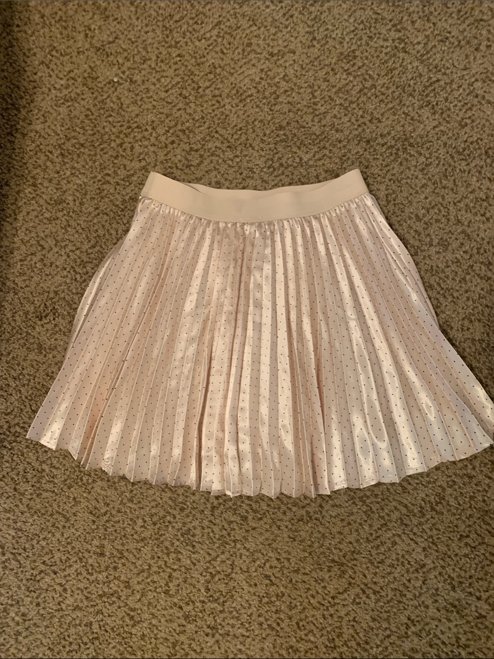 Pleated Light Champagne Metallic Dot Skirt